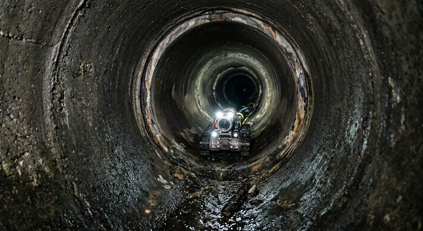 Robotic sewer camera inspecting pipe interior for Sewer Line Repair in Central
